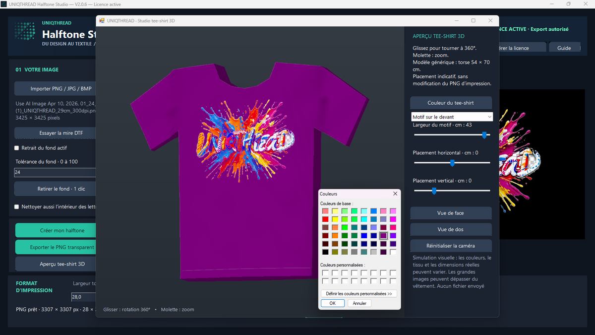 UNIQTHREAD Halftone Studio — Logiciel Windows de préparation de designs DTF