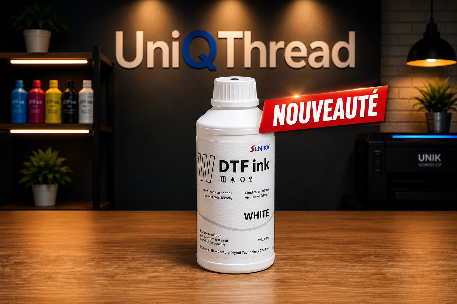 Encre DTF Blanche Premium 500 ml – Impression Stable Même par Forte Chaleur