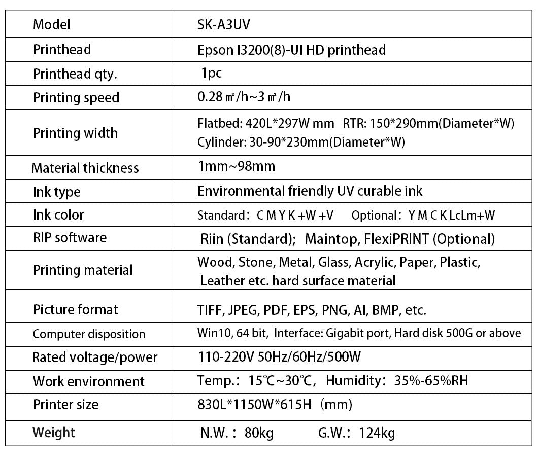 Imprimante UV SK-A3UV – Polyvalence & Précision sur toutes surfaces