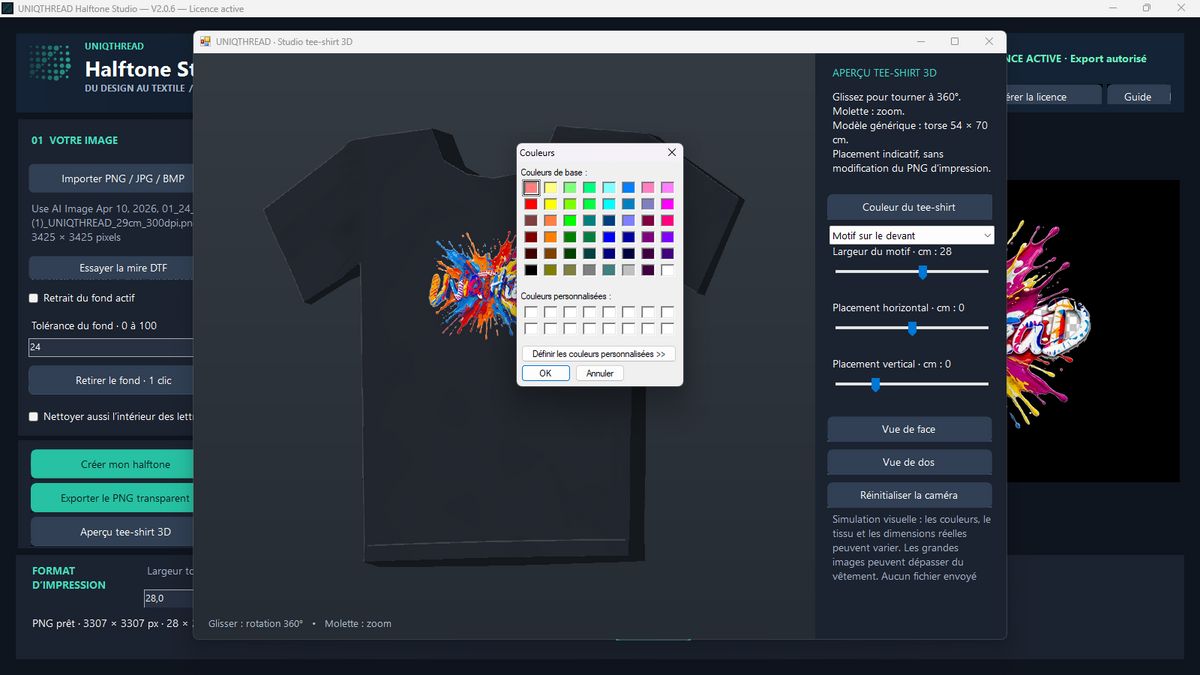 UNIQTHREAD Halftone Studio — Logiciel Windows de préparation de designs DTF