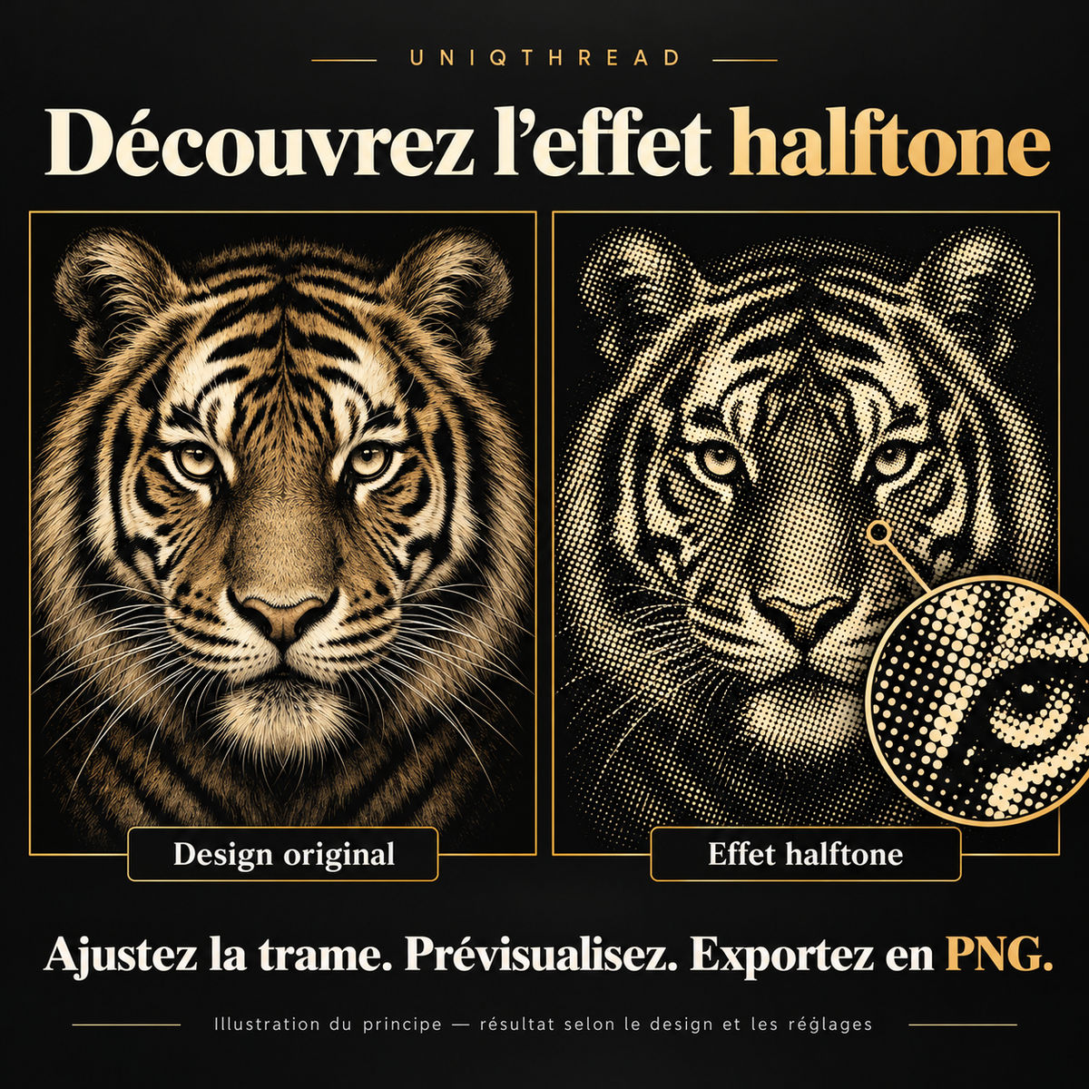 UNIQTHREAD Halftone Studio — Logiciel Windows de préparation de designs DTF